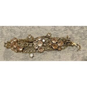 J. Crew Elegant Gold and Pink Chain Bracelet